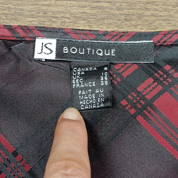 Blood red bias plaid formal maxi skirt - Picture 6 of 8